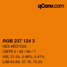 Color code: RGB 237 124 3 | qconv.com