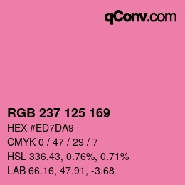 颜色代码: RGB 237 125 169 | qconv.com