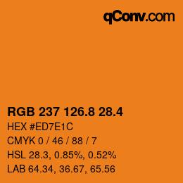 カラーコード: RGB 237 126.8 28.4 | qconv.com