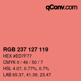 Color code: RGB 237 127 119 | qconv.com
