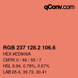 カラーコード: RGB 237 128.2 106.6 | qconv.com