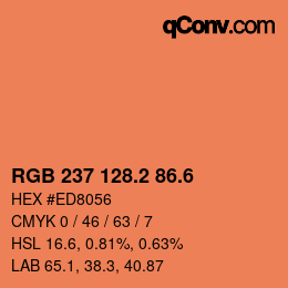 カラーコード: RGB 237 128.2 86.6 | qconv.com