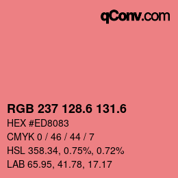 カラーコード: RGB 237 128.6 131.6 | qconv.com