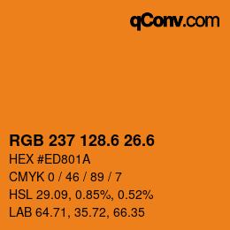 カラーコード: RGB 237 128.6 26.6 | qconv.com