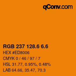 カラーコード: RGB 237 128.6 6.6 | qconv.com