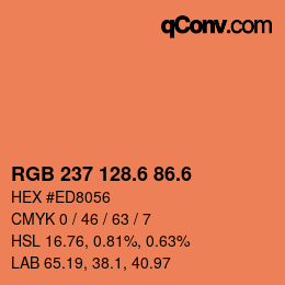 カラーコード: RGB 237 128.6 86.6 | qconv.com