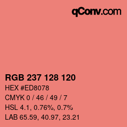 颜色代码: RGB 237 128 120 | qconv.com