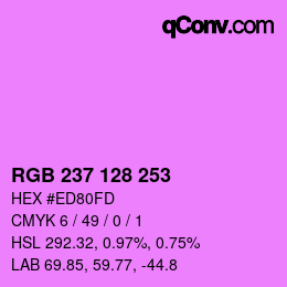 カラーコード: RGB 237 128 253 | qconv.com