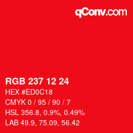 Color code: RGB 237 12 24 | qconv.com