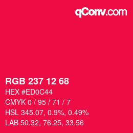 Color code: RGB 237 12 68 | qconv.com