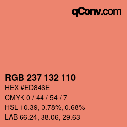 カラーコード: RGB 237 132 110 | qconv.com