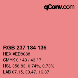 Color code: RGB 237 134 136 | qconv.com