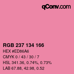 Color code: RGB 237 134 166 | qconv.com