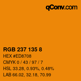 カラーコード: RGB 237 135 8 | qconv.com