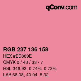 Color code: RGB 237 136 158 | qconv.com