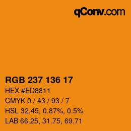 Color code: RGB 237 136 17 | qconv.com