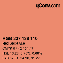 Color code: RGB 237 138 110 | qconv.com