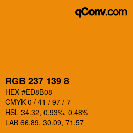 カラーコード: RGB 237 139 8 | qconv.com