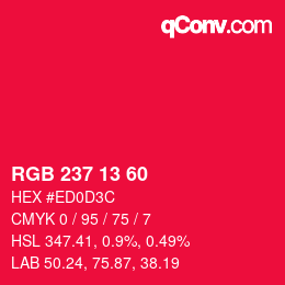 颜色代码: RGB 237 13 60 | qconv.com