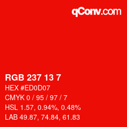 カラーコード: RGB 237 13 7 | qconv.com