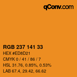 Color code: RGB 237 141 33 | qconv.com