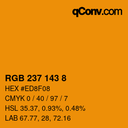 Color code: RGB 237 143 8 | qconv.com