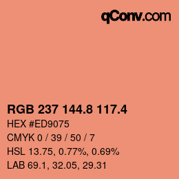 カラーコード: RGB 237 144.8 117.4 | qconv.com