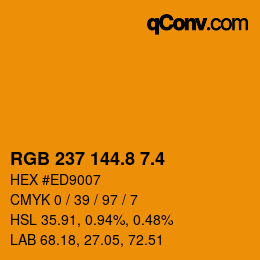 カラーコード: RGB 237 144.8 7.4 | qconv.com