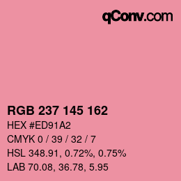 Color code: RGB 237 145 162 | qconv.com