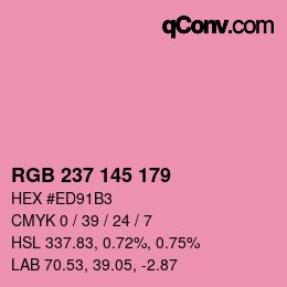 Color code: RGB 237 145 179 | qconv.com