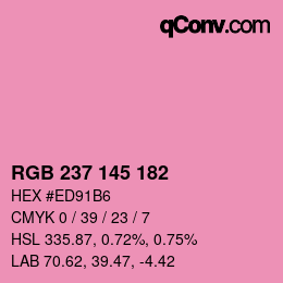 Color code: RGB 237 145 182 | qconv.com