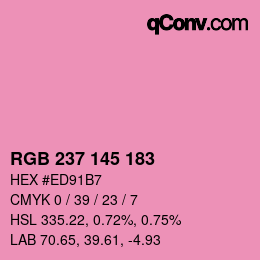 Color code: RGB 237 145 183 | qconv.com