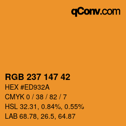 カラーコード: RGB 237 147 42 | qconv.com