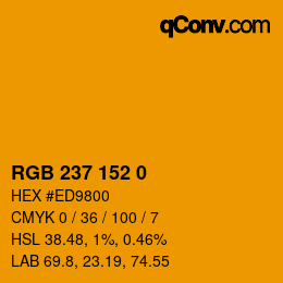 颜色代码: RGB 237 152 0 | qconv.com