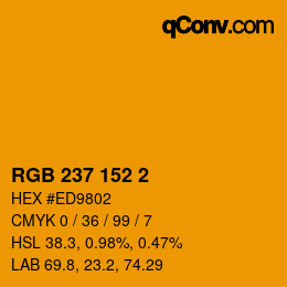 カラーコード: RGB 237 152 2 | qconv.com