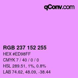 Color code: RGB 237 152 255 | qconv.com
