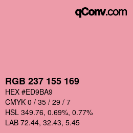 Color code: RGB 237 155 169 | qconv.com