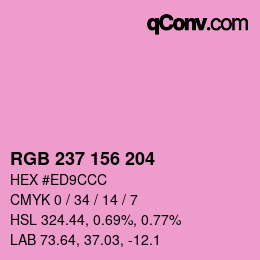 Color code: RGB 237 156 204 | qconv.com