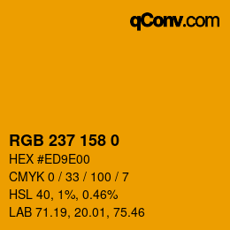 颜色代码: RGB 237 158 0 | qconv.com