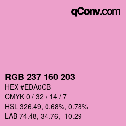Color code: RGB 237 160 203 | qconv.com