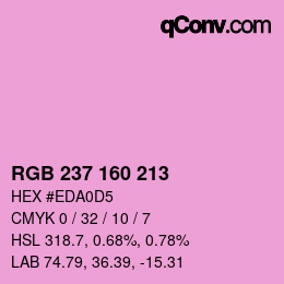 カラーコード: RGB 237 160 213 | qconv.com