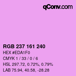 Color code: RGB 237 161 240 | qconv.com