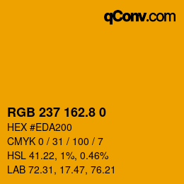 カラーコード: RGB 237 162.8 0 | qconv.com