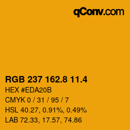 カラーコード: RGB 237 162.8 11.4 | qconv.com