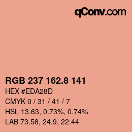 カラーコード: RGB 237 162.8 141 | qconv.com
