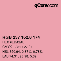 カラーコード: RGB 237 162.8 174 | qconv.com