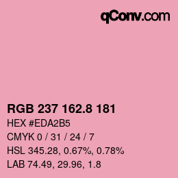 カラーコード: RGB 237 162.8 181 | qconv.com