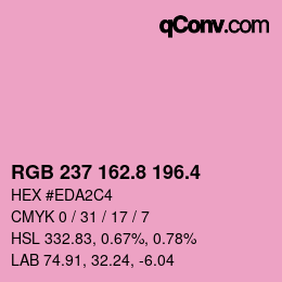 カラーコード: RGB 237 162.8 196.4 | qconv.com