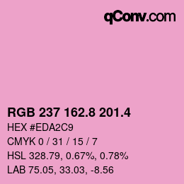 カラーコード: RGB 237 162.8 201.4 | qconv.com