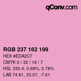 Color code: RGB 237 162 199 | qconv.com